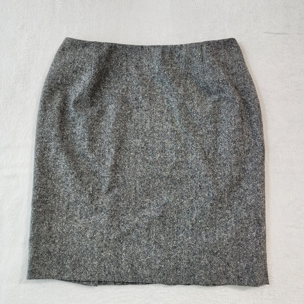 Louben Tweed Pencil Skirt Womens 8 Gray Wool Silk Blend Lined Office Work Career